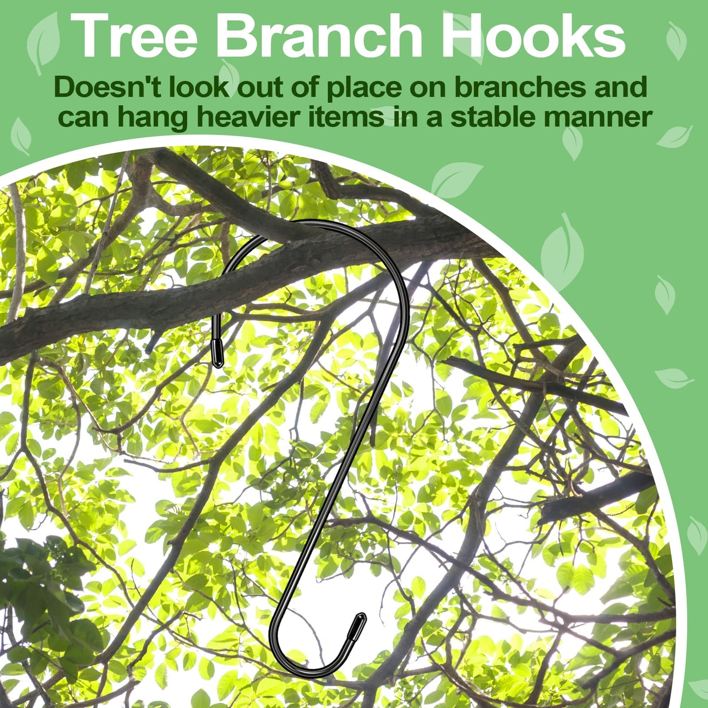 samhard 4 Pack 14 Inch Tree Branch Hooks, Extra Large S Hooks for Bird Feeder, Heavy Duty Long S Hook for Hanging Plants, Basket, Lanterns, Patio,Indoor Outdoor Uses(Black)