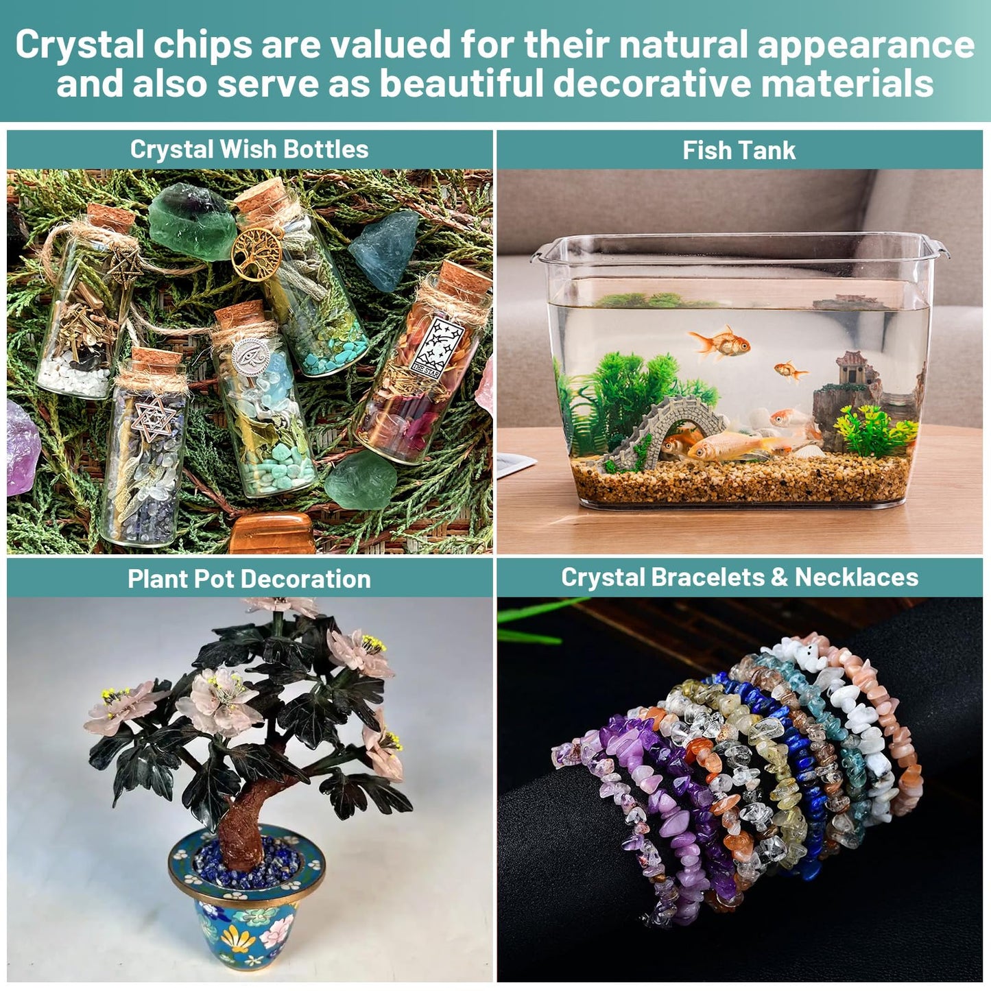 1.1lb Natural Crushed Amazonite Crystal Tumbled Chips-Healing Crystals Chips Bulk, Crushed Crystal Gemstones for Crafts, Beautiful Package for Gift (Amazonite)