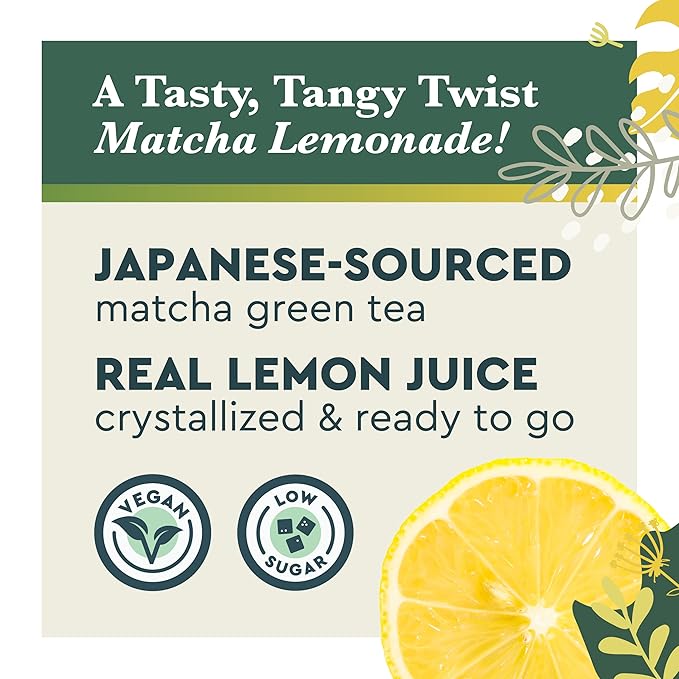 Matchalicious Matcha Lemonade Premium Japanese Green Tea Powder & REAL Lemon Crystals | Just Add Water, Dissolves Easily 6oz
