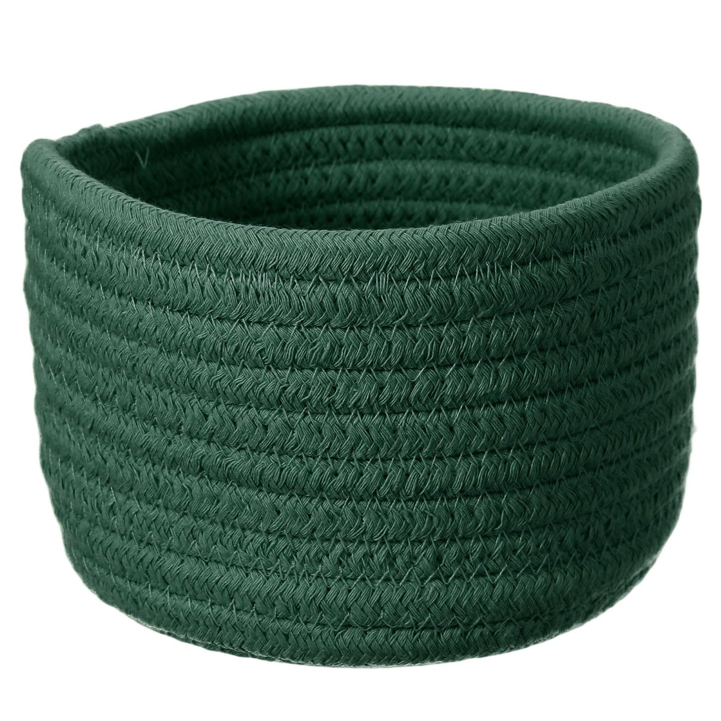 uxcell Green Small Cotton Rope Woven Storage Basket, Shelf Closet Storage Gift Woven Baskets Cute Nursery Box Bin Decor Organization Bin for Home Supply, Round, 5.6x3.6