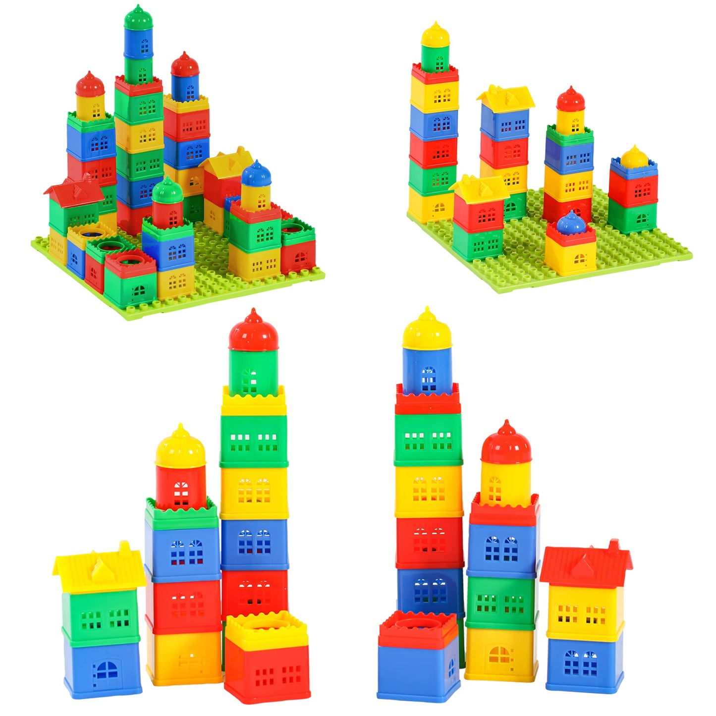 KUTOI Toddler Building Blocks for Kids Ages 4-8, Toddler Blocks Stacking Toys, Fun House Big Blocks Building Sets with 10” x 10” Baseplate, Educational Daycare Toys