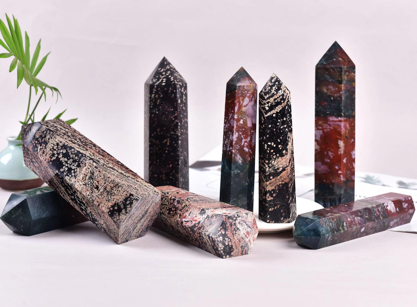 Gold Snowflake Obsidian Stone Tower Obelisk Healing Crystal Wand Large Reiki Meditation Gifts 0.6-1.1 LBS