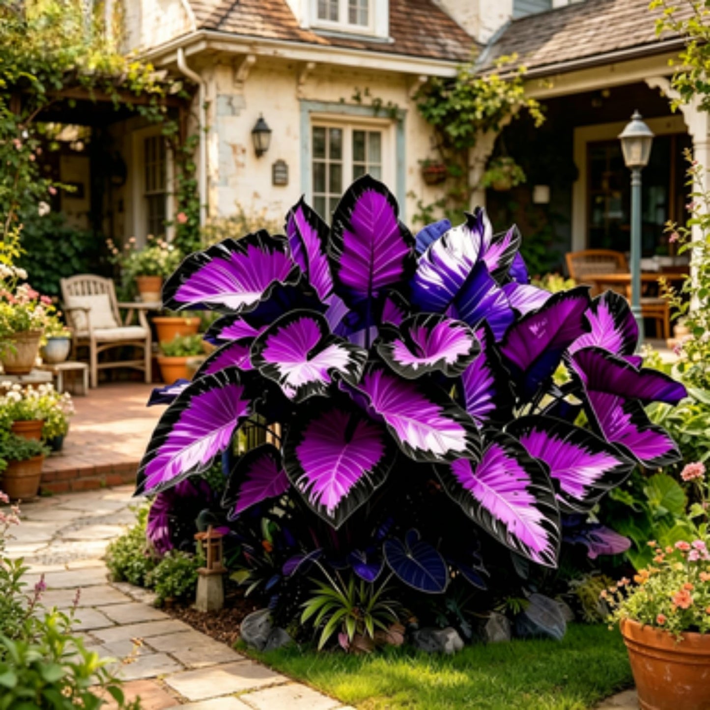 JWDSKT Elephant Ear Pattern - Excellent Landscaping Appeal, Ideal for Shade Gardens, Exquisite Variegated Blossoms-Drought-Tolerant, Striking Colors (6)
