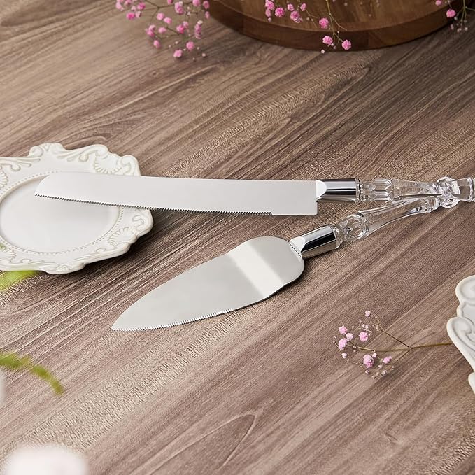 AW BRIDAL Cake Knife and Server Set for Wedding Stainless Steel Cake Knife Cutter Slicer Cake Server Spatula Wedding Bridal Shower Gifts for Couples Birthdays Gifts