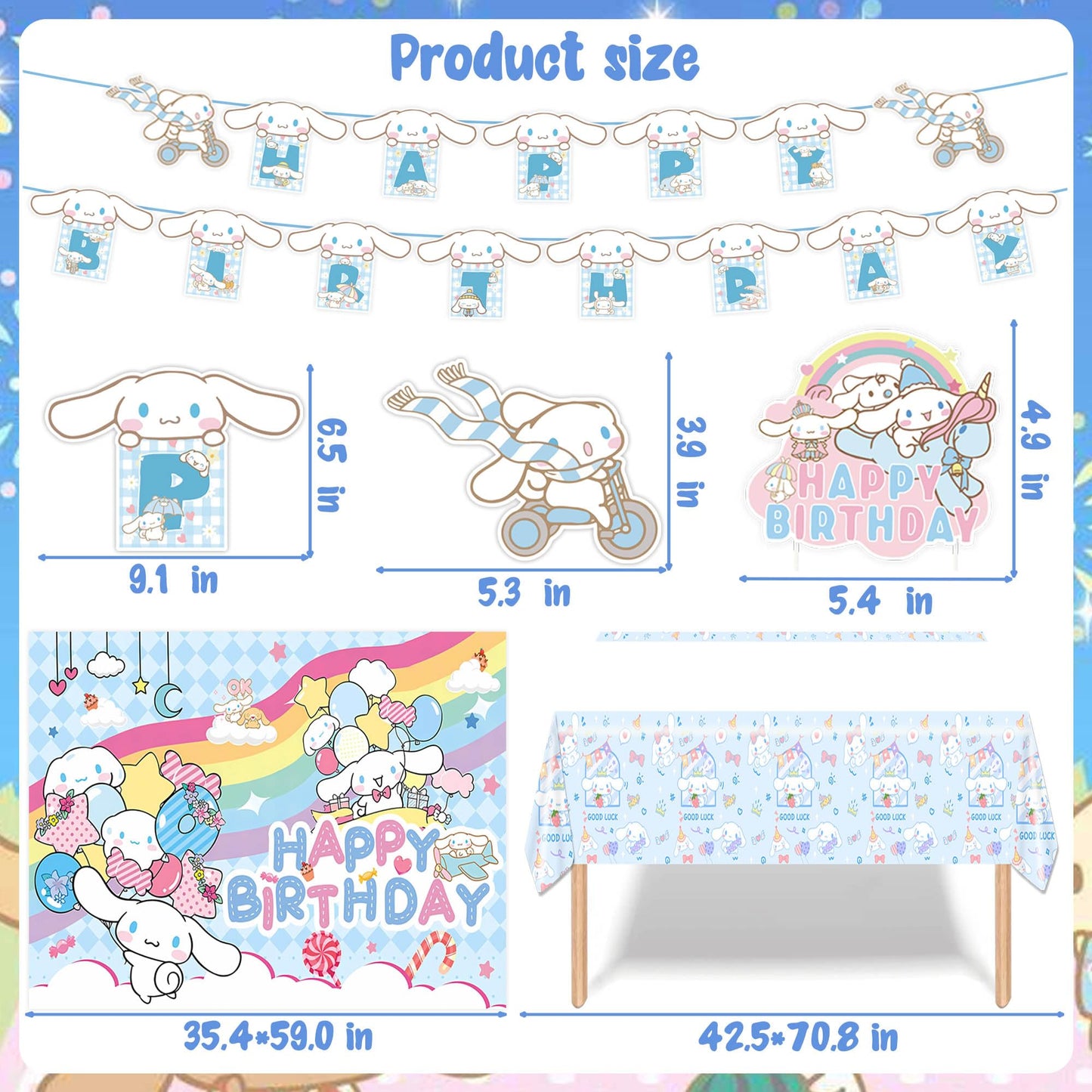 Birthday Party Decorations, Party Supplies Include Banner, Backdrop, latex Balloons, Hanging Swirls, Foil Balloon, Cake Cupcake Toppers, Tablecloth
