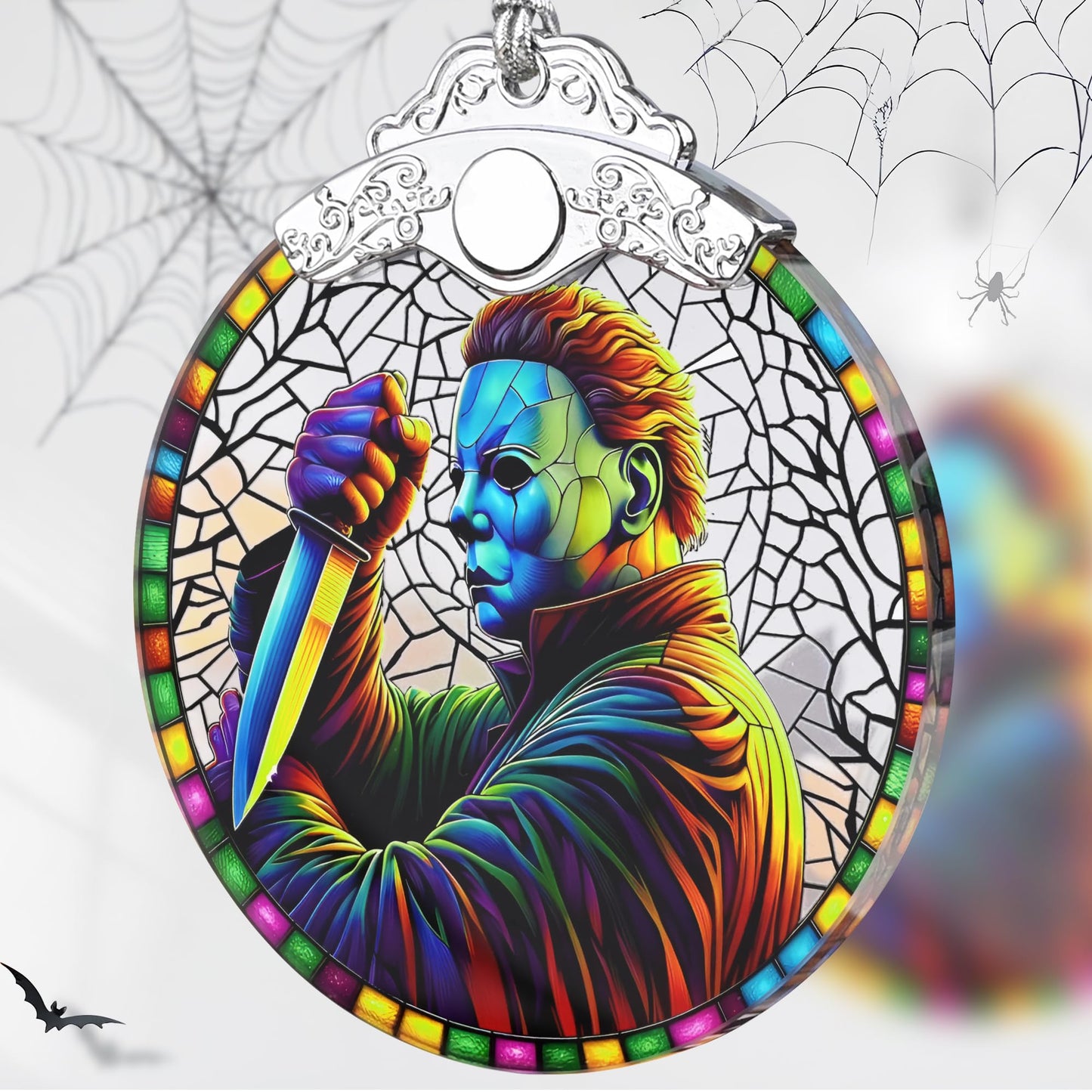 Halloween Horror Movie-Themed Stained Glass Orament - Christmas Ornament - Christmas Decorations for Tree - Holiday Present ldeas - Gift Exchange