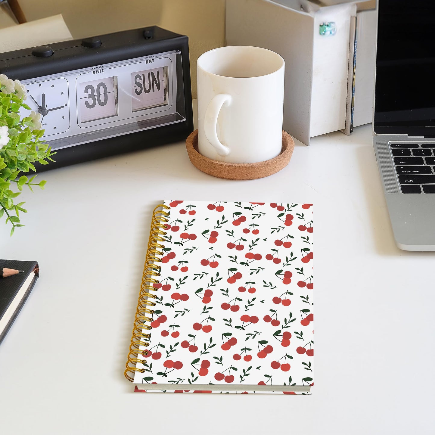 ROXMART Cute Cherry Spiral Notebook, Cherry Gifts for Women Journal, Fruit Lover Gifts, Girly Aesthetic Fruit Journal Notebook, 5.5x8.3 Inch