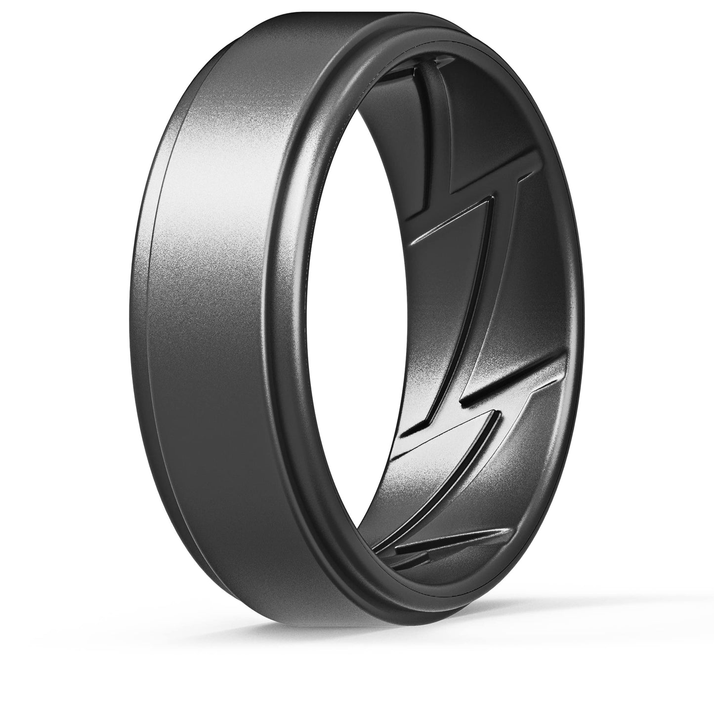 ThunderFit Silicone Wedding Rings for Men Breathable Airflow Inner Grooves, Step Edge Sleek Design Rubber Engagement Bands 8mm Wide 2mm Thick, Variety Multipack 1-7