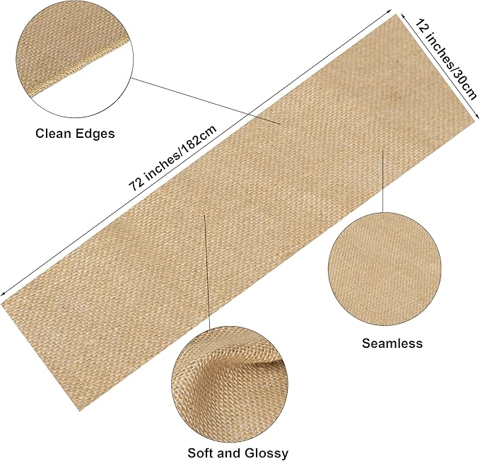 4 Pack Natural Burlap Table Runners (12 x 72 Inch) | Rustic Jute Table Runners for Wedding, Farmhouse, Thanksgiving, Coffee Table Decor Cover, Fall Décor & Parties