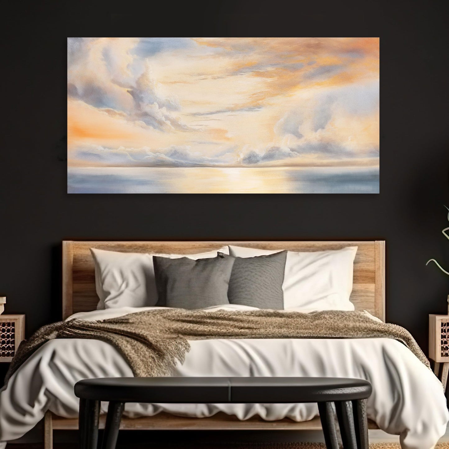 Glvzygy Abstract Wall Art Nature Scenery Wall Decor Sky Clouds Sunset Wall Art Prints Canvas Painting Wall Decor Artwork for Home Room Bathroom Living and Office Home Decor Wall 24"x48"