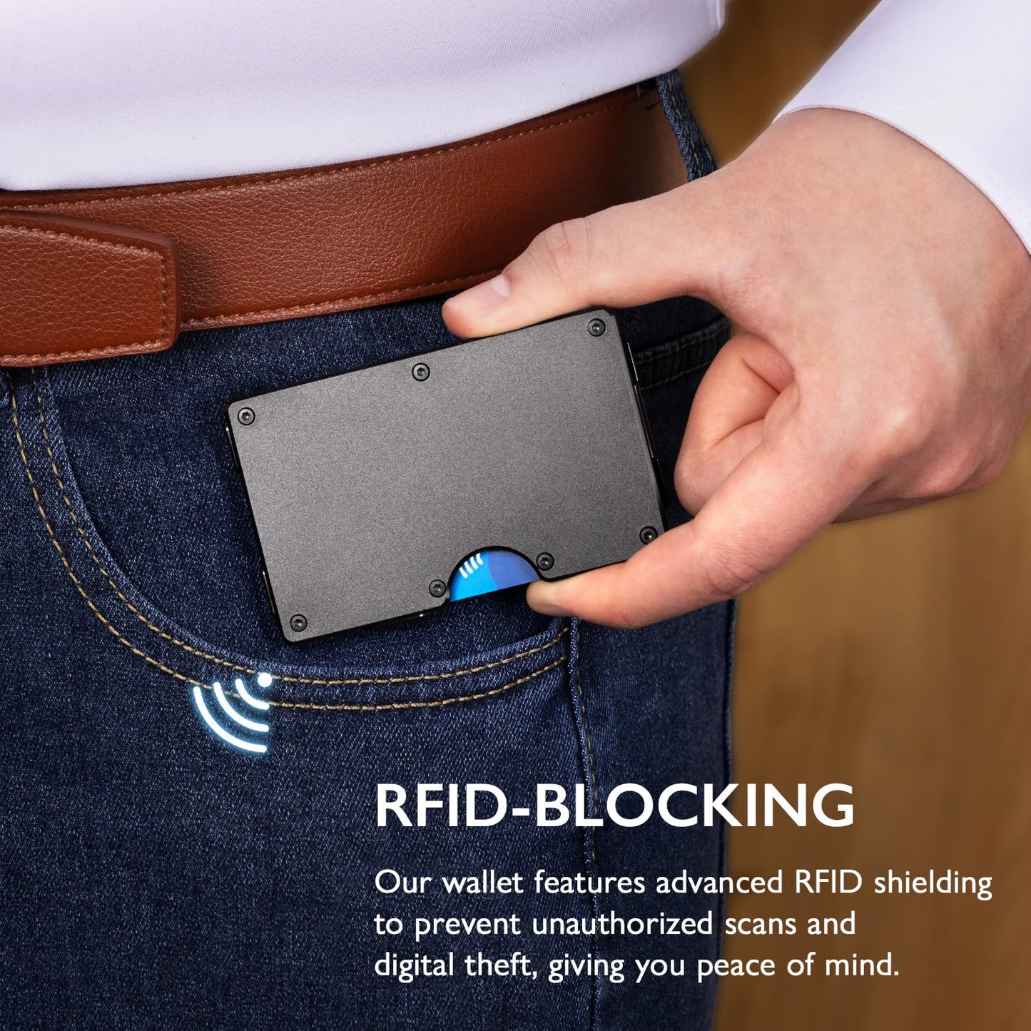 RUNBOX Slim Wallet for Men - RFID Blocking Metal Card Holder with Money Clip,Minimalist Thin Front Pocket Wallet, Holds 15 Cards,Gifts for Men,Men's Accessories