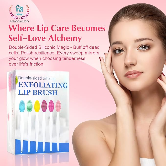 MINGOMINGO 30 Pack Lip Scrub Brush, 3-in-1 Double Sided Silicone Exfoliating Lip Brush for Dark Lips & Nose Care, 6 Colors Exfoliator & Massage & Blackhead Remover, Boxed & Individually Sealed