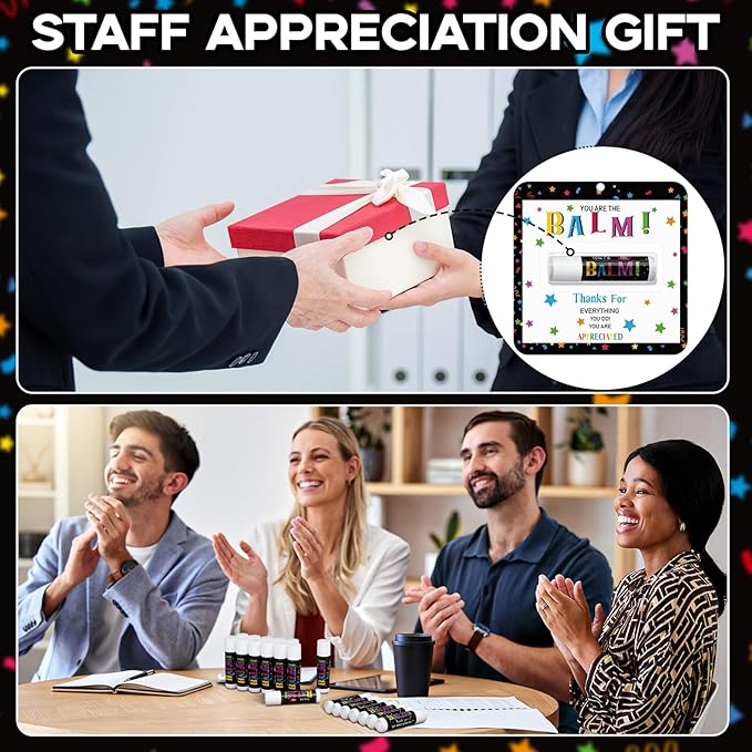 15 Pack Christmas Employee Appreciation Gifts Bulk Lip Balm Teacher Staff Team Xmas Thank You Gift You're the Balm Thanksgiving Party Favors Christmas Stocking Stuffers for Women Men Volunteer