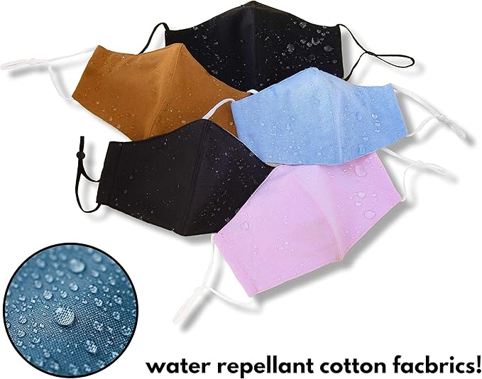 HOPE LOVE SHINE Cotton Reusable Face Masks w/Adjustable Ear Loops & Filter Pocket