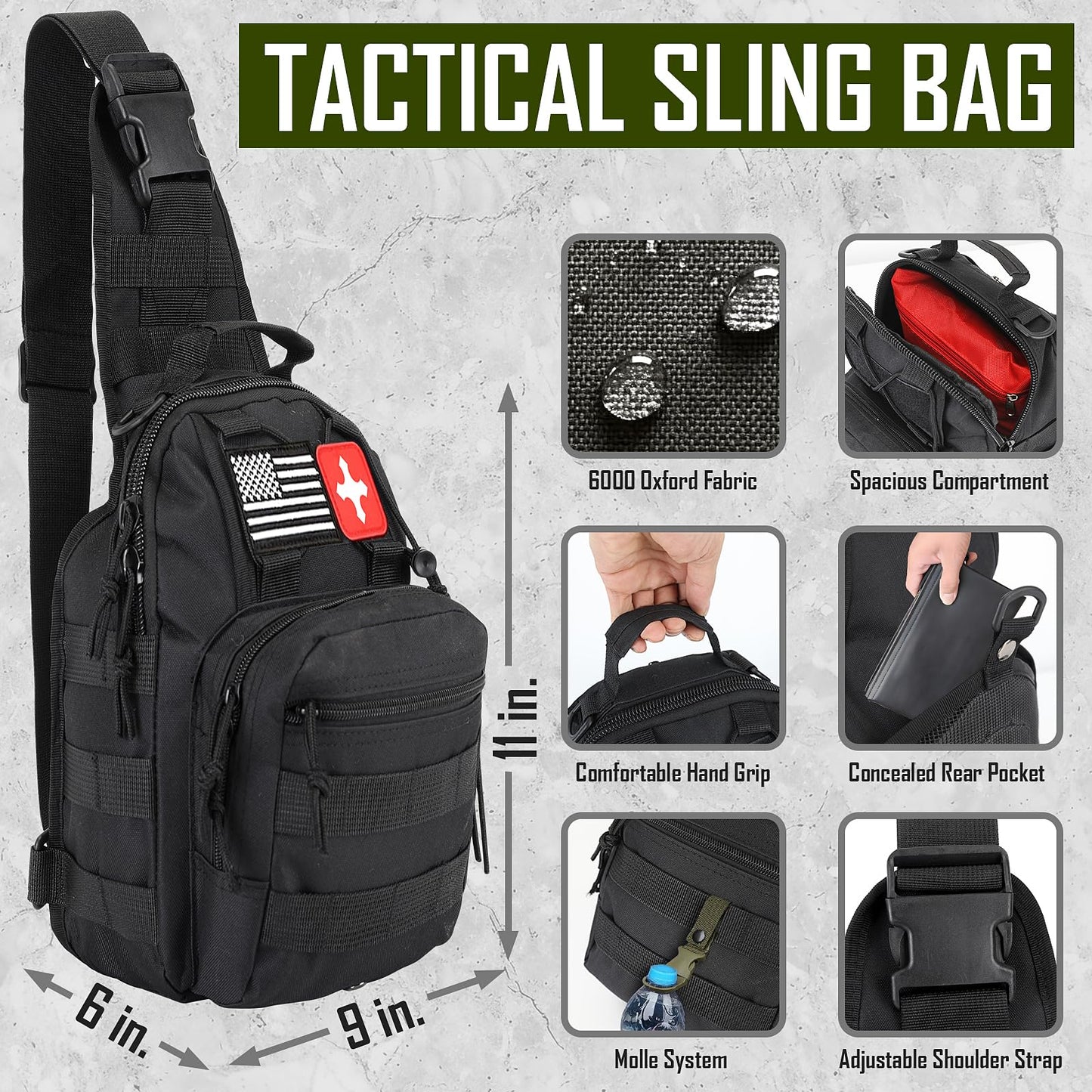 Survival Kit, 268 Pcs Emergency Survival Gear and Equipment Supplies with First Aid Kit, Camping Axe, Headlamp, Crossbody Bag for Camping Hiking, Hunting, Gift for Christmas Men, Dads, Black