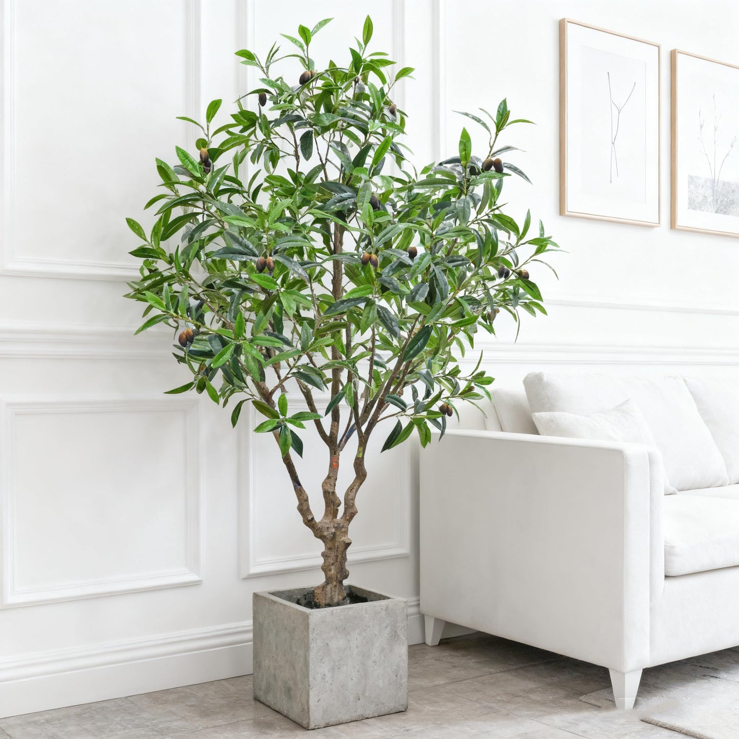 ZSENENT 7.5ft Large Realistic Artificial Olive Tree with Olives - Premium Silk Mediterranean Faux Tree with Bendable Branches & Sturdy Base for Indoor Outdoor Farmhouse Office Decor