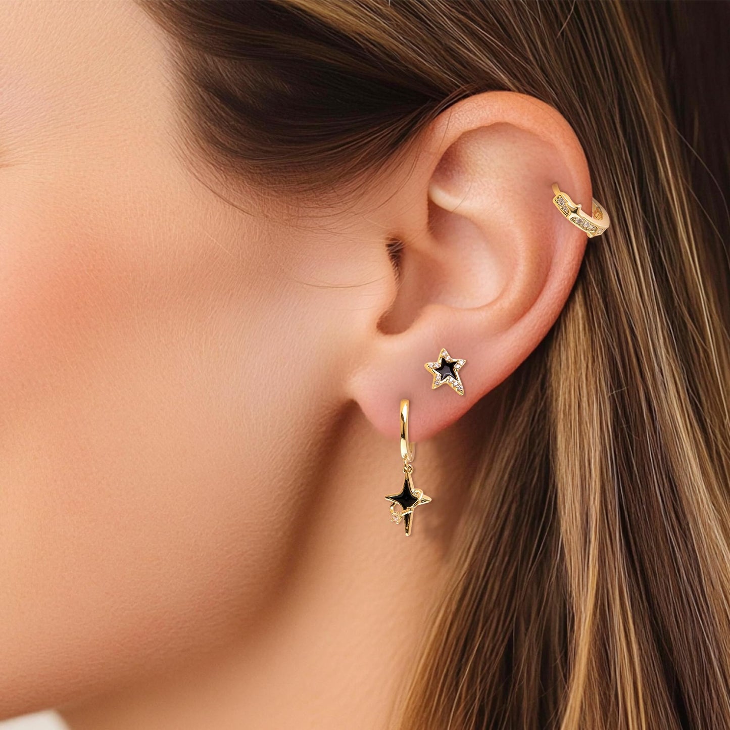 Frigotine 3PCS Sliver Pearl Hoop Stud Earrings Stack Set for Women, Dainty Rhinestone Teardrop Chain Dolphin Shell Multiple Piercing Cartilage Summer Beaches Jewelry Gift