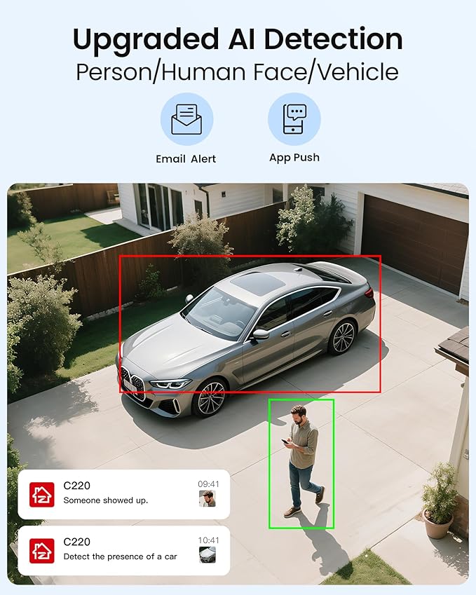 ZOSI C220 4K 8MP 8CH POE NVR Security Camera System (16CH Expandable), 8 x 8MP PoE IP Dome Cameras Outdoor Indoor, AI Human/Vehicle/Face Detection, One-Way Audio, 100ft IR Night Vision, 2TB HDD