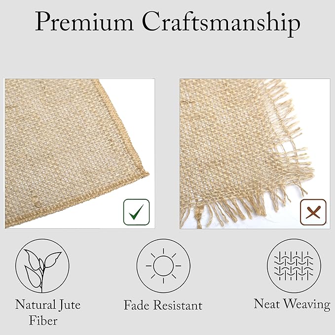 4 Pack Natural Burlap Table Runners (12 x 108 Inch) | Rustic Jute Table Runners for Wedding, Farmhouse, Thanksgiving, Coffee Table Decor Cover, Fall Décor & Parties