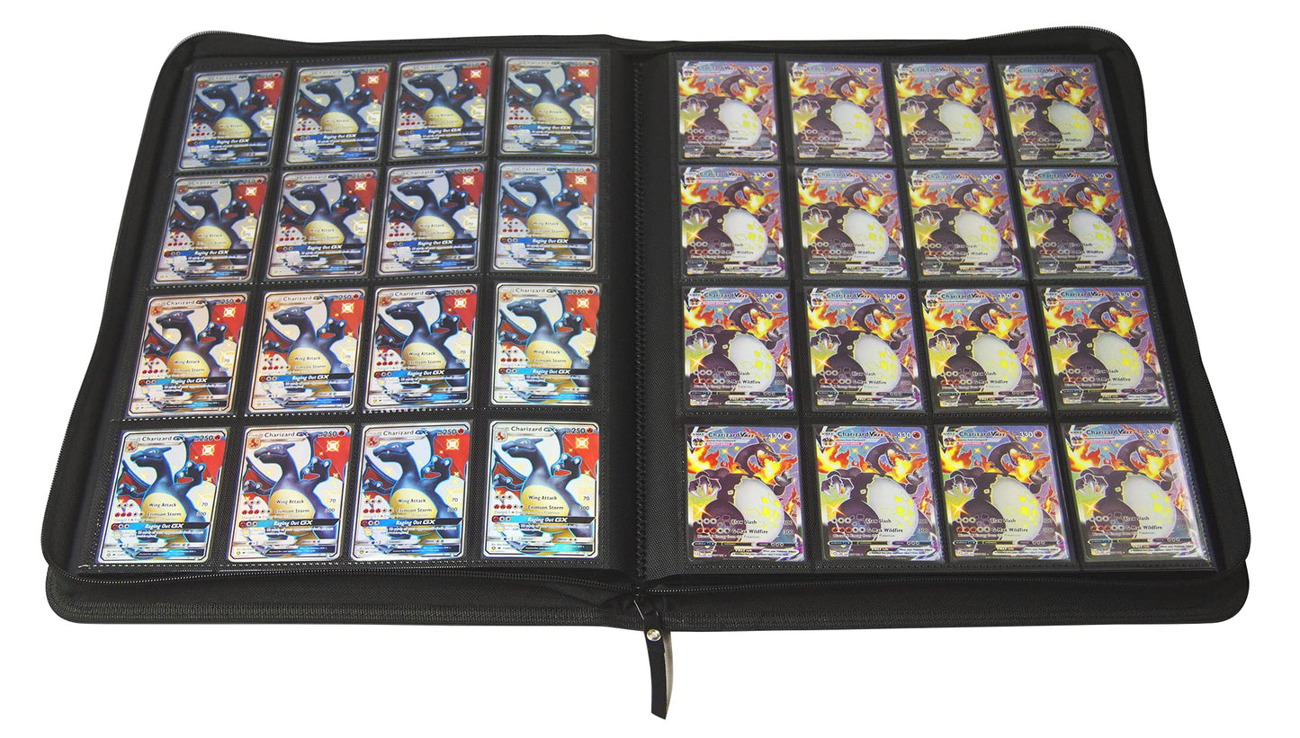 TopDeck 1000 Card Binder - TCG Portfolio - 16 Pocket Card Binder - Ringless Binder Compatible with Pokemon Cards, Yu-Gi-Oh, Magic the Gathering, and More - Side Load Sleeves - Cards Album (Black)