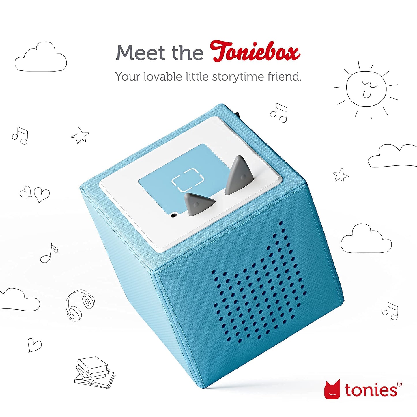 Toniebox 1 Audio Player Starter Set with Playtime Puppy - Listen, Learn, and Play with One Huggable Little Box - Light Blue