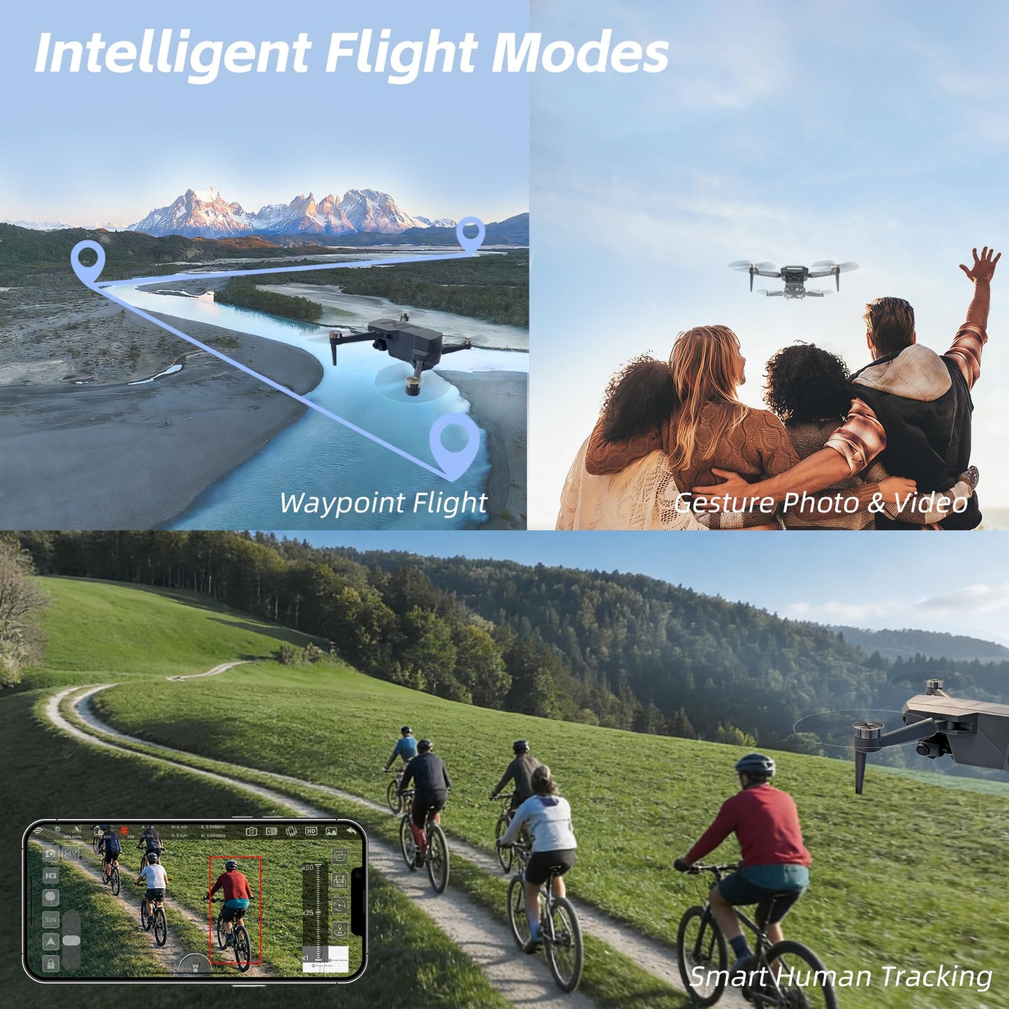 3-Axis Gimbal GPS Drone with 4K Camera, 90 Min Long Flight Time,3280 FT Long Control Range, Auto Return, Follow Me, Brushless Motor, 5G FPV RC Quadcopter for Beginners(Under 249g)
