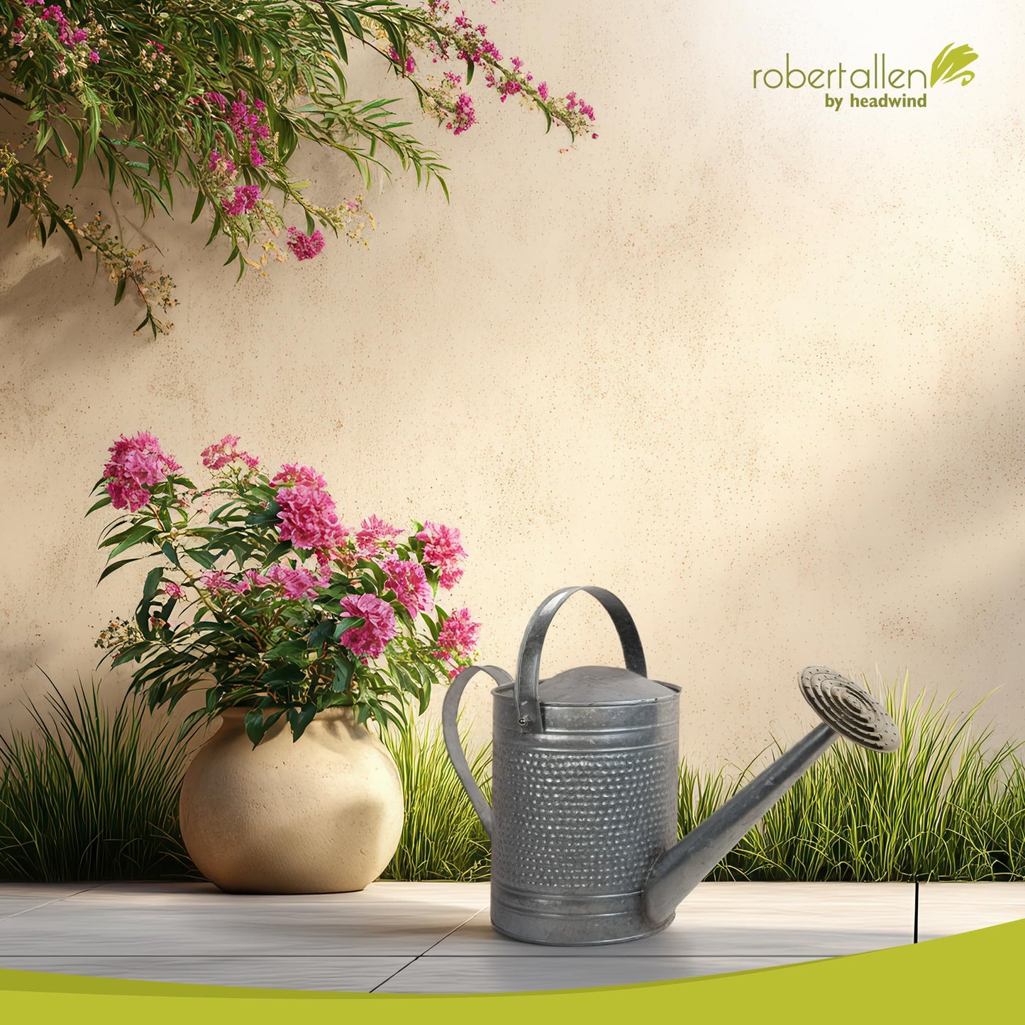 Headwind Jameson Galvanized Metal Watering Can –1 Gallon Decorative Watering Can for Flowers Indoor & Outdoor Use – by Robert Allen