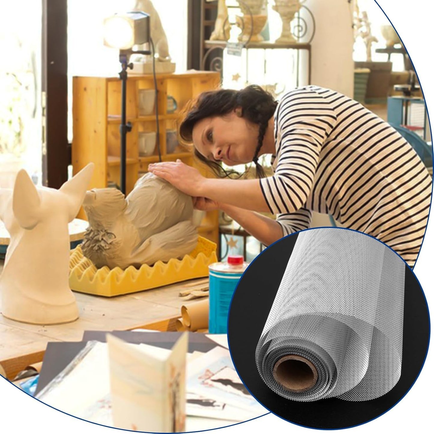 Aluminum Wire Mesh for Arts and Craft - Sculpting Mesh Roll 15.7 Inch by 16.4 Foot - Ideal for Sculpture Projects - Craft Wire Mesh for Crafts