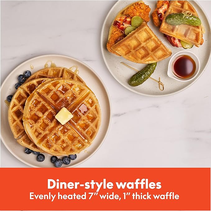 bella Flip-n-Store Waffle Maker with EverGood™ Ceramic Nonstick Coating, Fits-anywhere™ Kitchenware, Power Indicator Light, Cool Touch Handle & Cord Wrap, 7” Wide & 1" Deep Plates, 1000 Watt, Seaglass