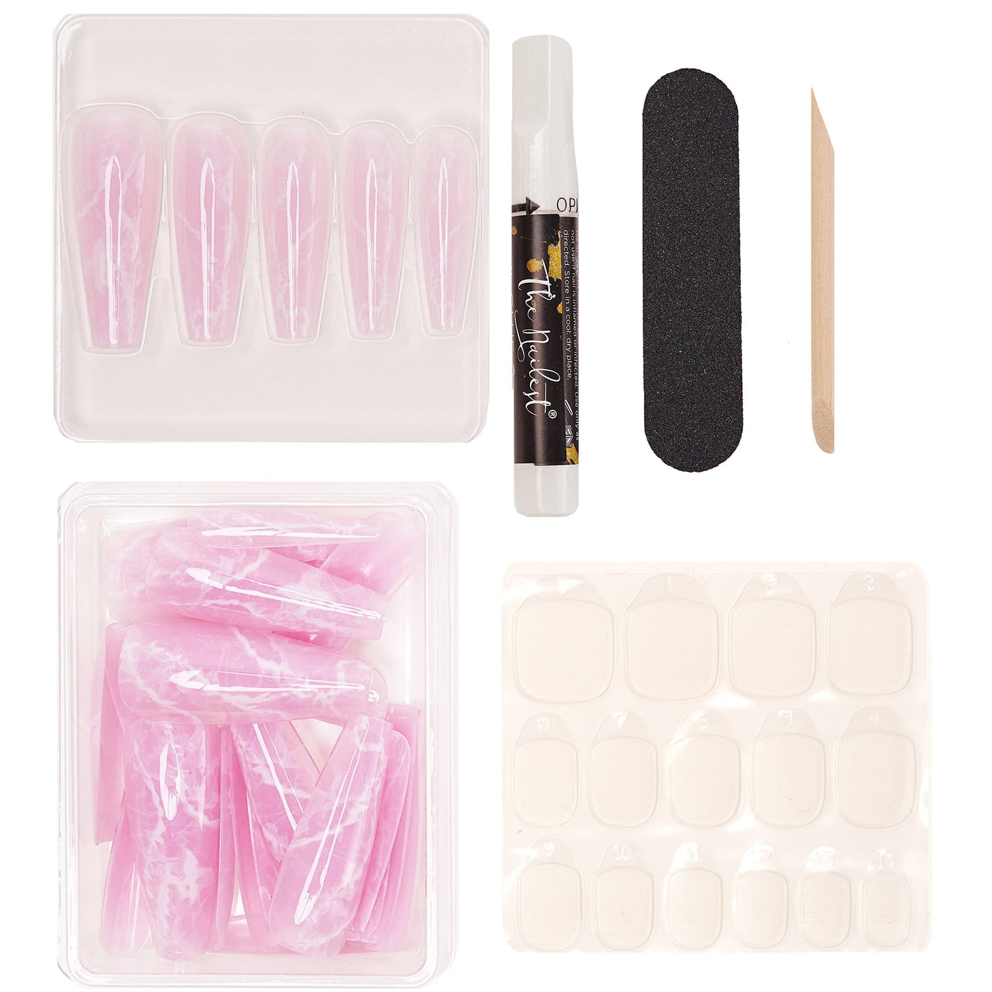 The Nailest - Instant Luxury Acrylic Press-on Nails-C-curve Long Coffin- Pink Quartz