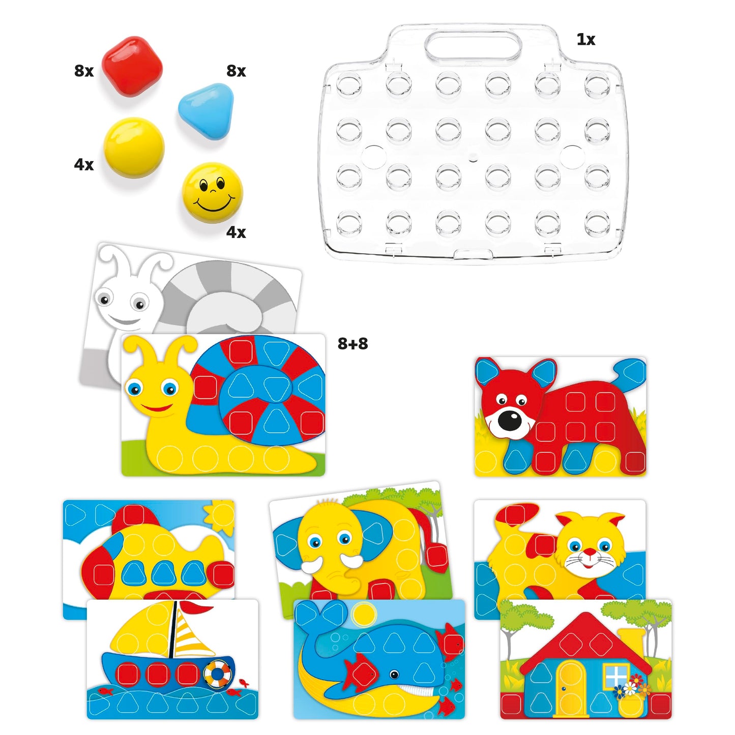 Quercetti Early Development Toy For Learning Shapes & Colors For Ages 18 Months & Up Pixel Baby Basic Colourful