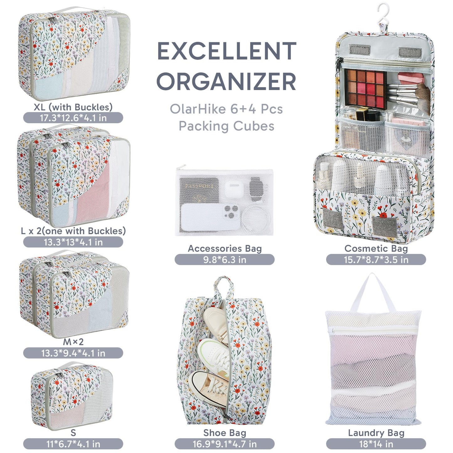 10 Set Packing Cubes for Travel, Gifts for Women Mom,Anti-Tearing Suitcase Organizer,OlarHike Vacation Essentials & Accessories for Cruise Ship