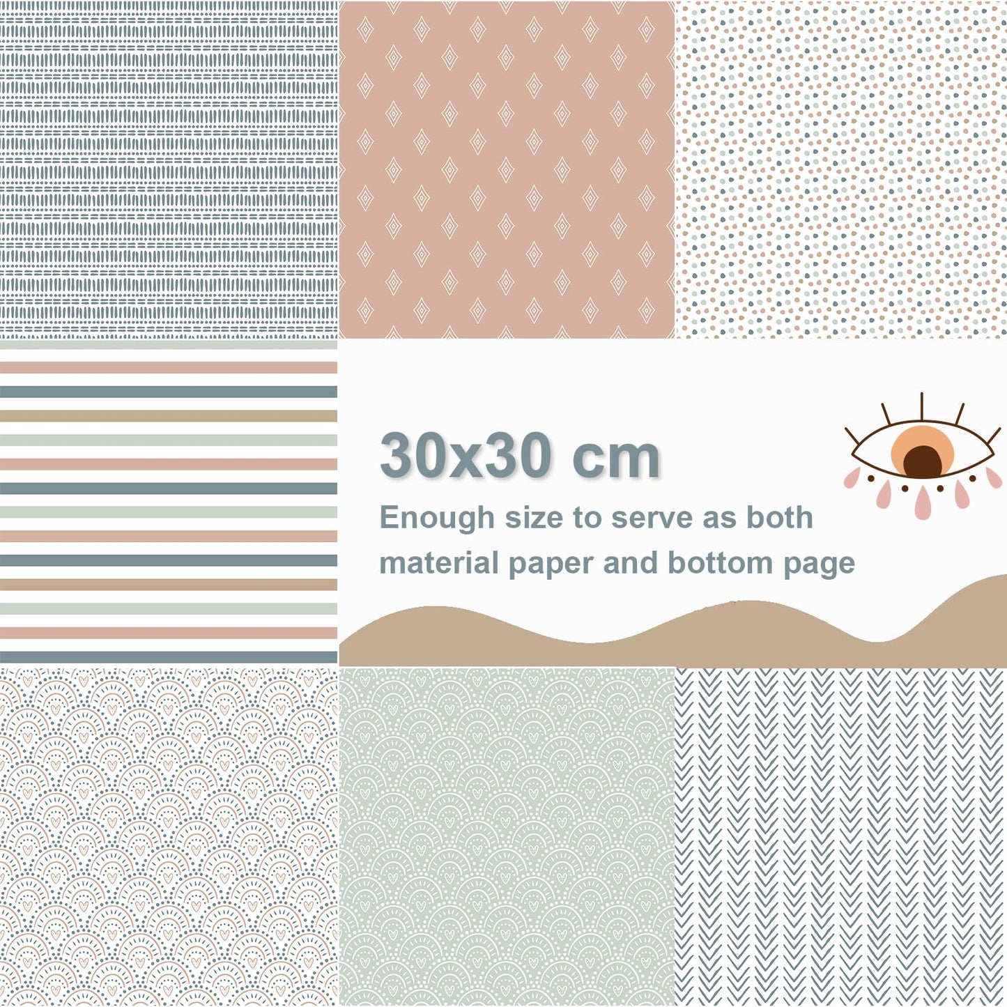 28 Sheet Boho Scrapbook Paper, 12"X12" Inch Scrapbook Papers, 90 lb/160 gsm Scrapbook Paper Double-Side Print (BOHO 2)