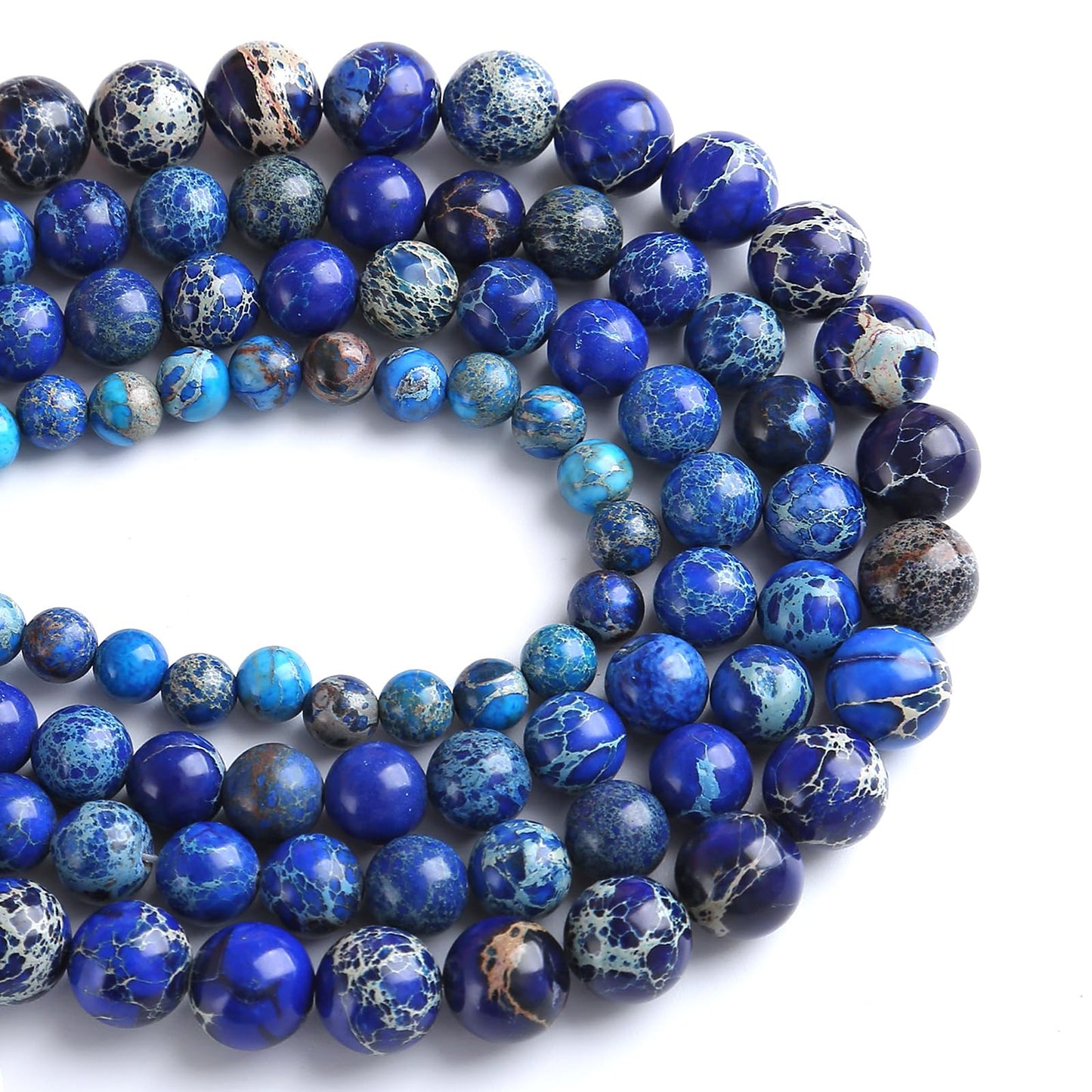 8MM 45PCS Natural Stone Blue Sea Sediment Jasper Loose Beads for Jewelry Making DIY Bracelet