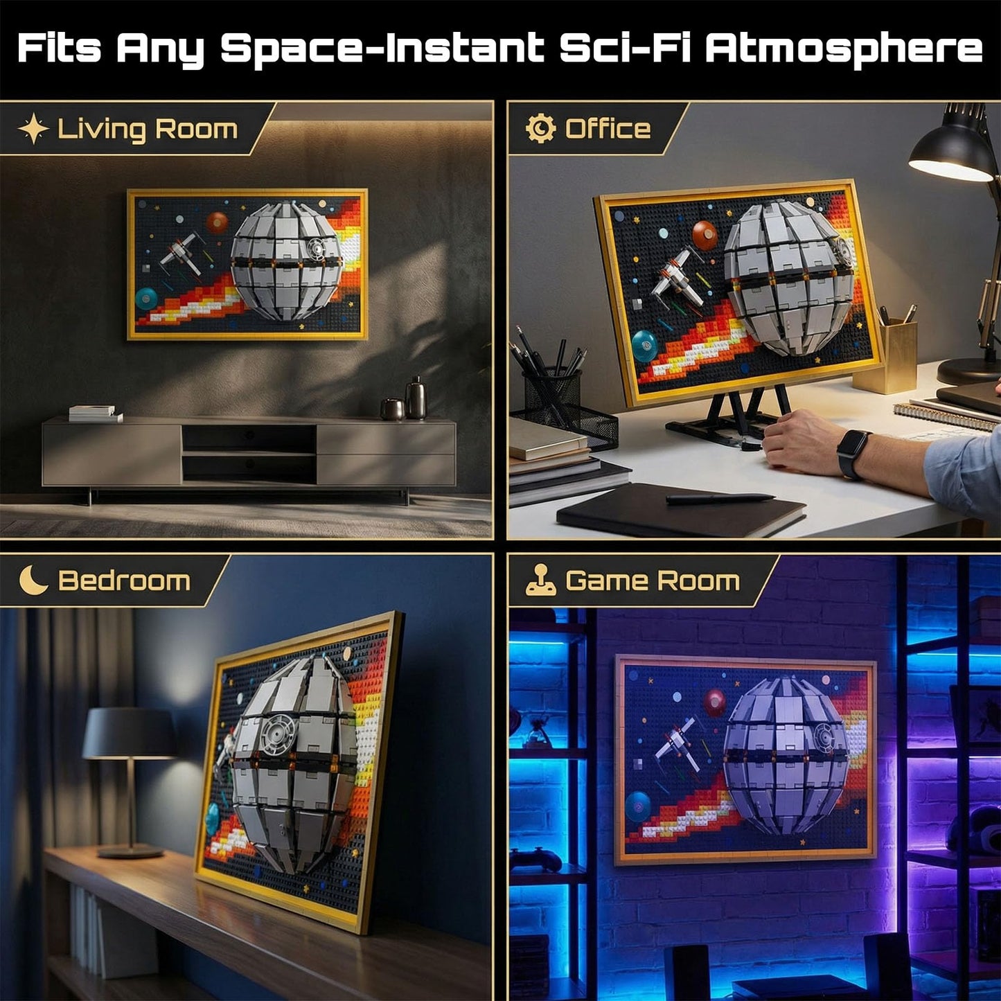 APENGBAOL Oblivion Star 3D Building Block Wall Art Set, 1566 PCS Mini Bricks Space Planet Model with Display Stand, Creative DIY Decor for Adults, Galaxy Inspired Construction Kit