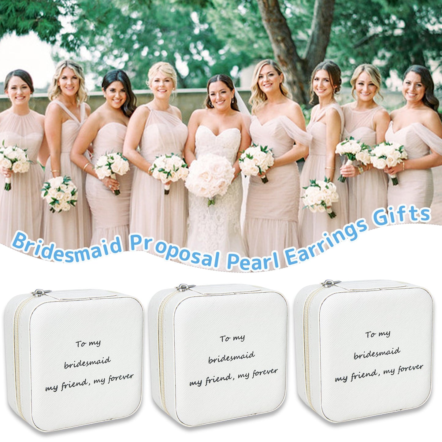 Yukriko 8 Pcs Bridesmaid Proposal Jewelry Gifts Boxes, Mini Travel Jewelry Case Poratble Earring Organizer for Women Bridesmaids Wedding Gifts