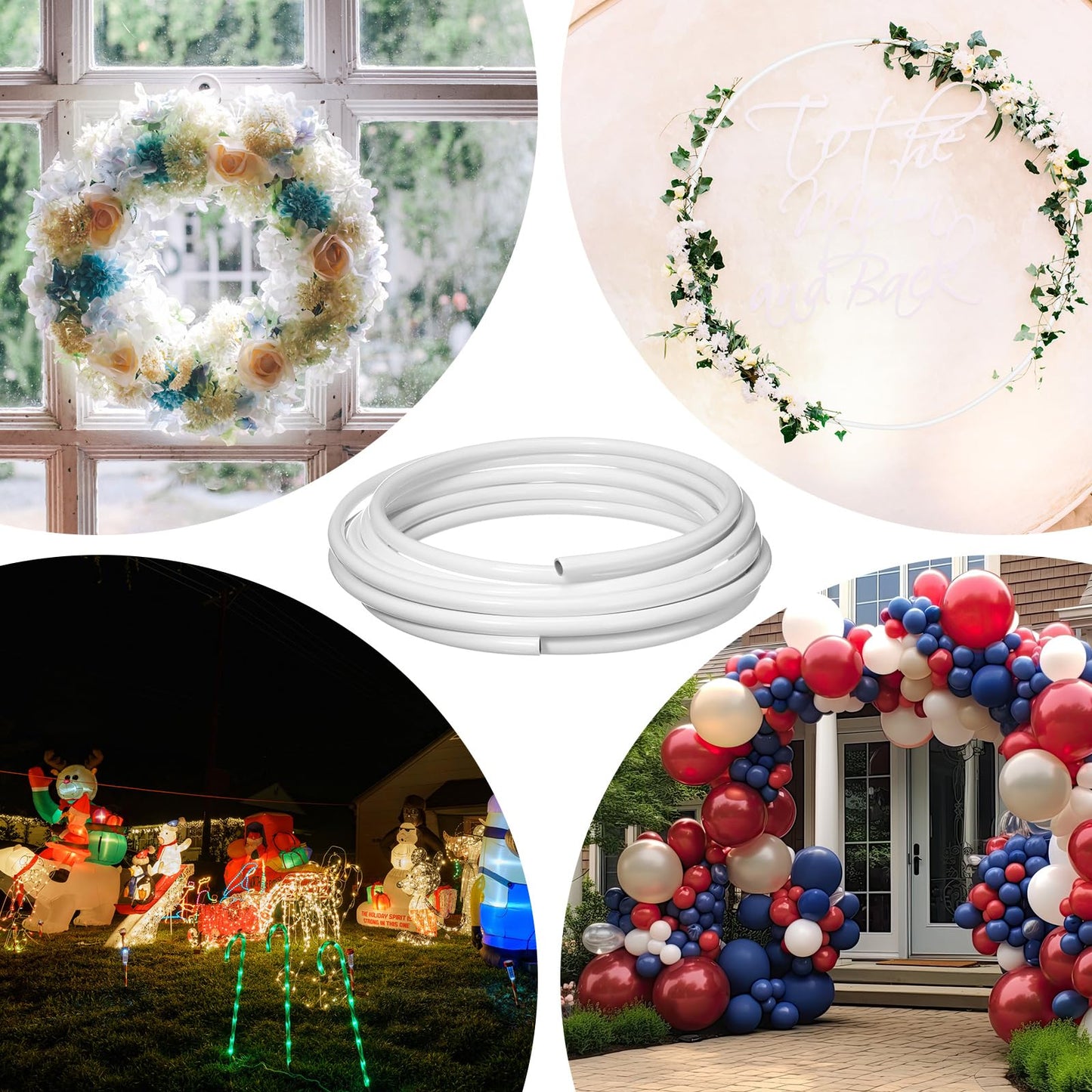 Otoolling 32.8 ft Giant Flower Stand Flexible Pipe Stem for Decor Flower Pole Display Stand Base Giant PVC Pipe Stem Tubing for Crafts Floral Wedding Balloon Backdrop Arches Prop DIY(2 Pcs,White)
