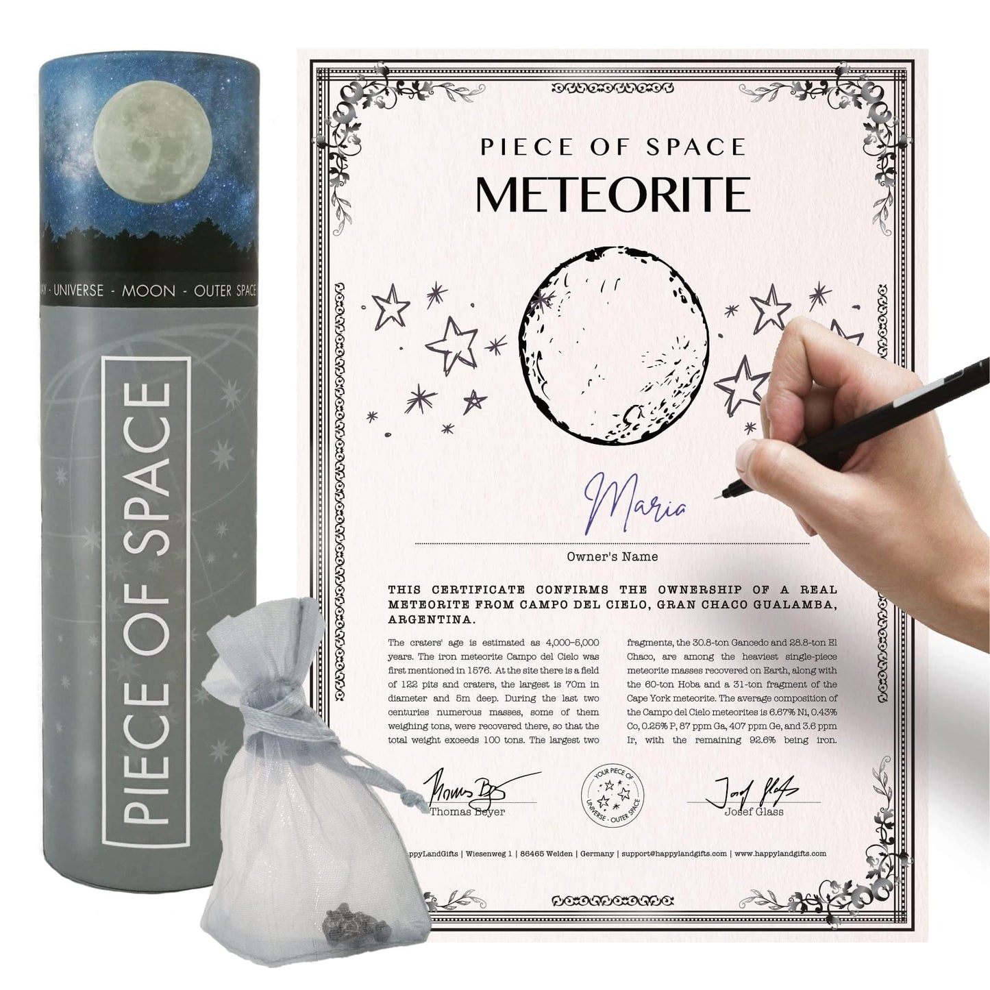 happylandgifts® Shooting Star for him and her with Personalized Certificate | Iron Meteorite for Space and NASA Enthusiasts | 6th Iron Anniversary and Lovers | Space Stuff | Moon Rock