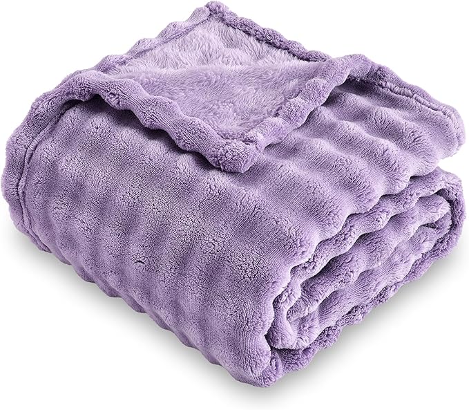 SOCHOW Dusty Purple Bubble Fleece Blanket for Couch, Super Soft Cozy Cute Throw Blanket for Women, Decorative Fuzzy Flannel Blanket, 50 x 60 Inches