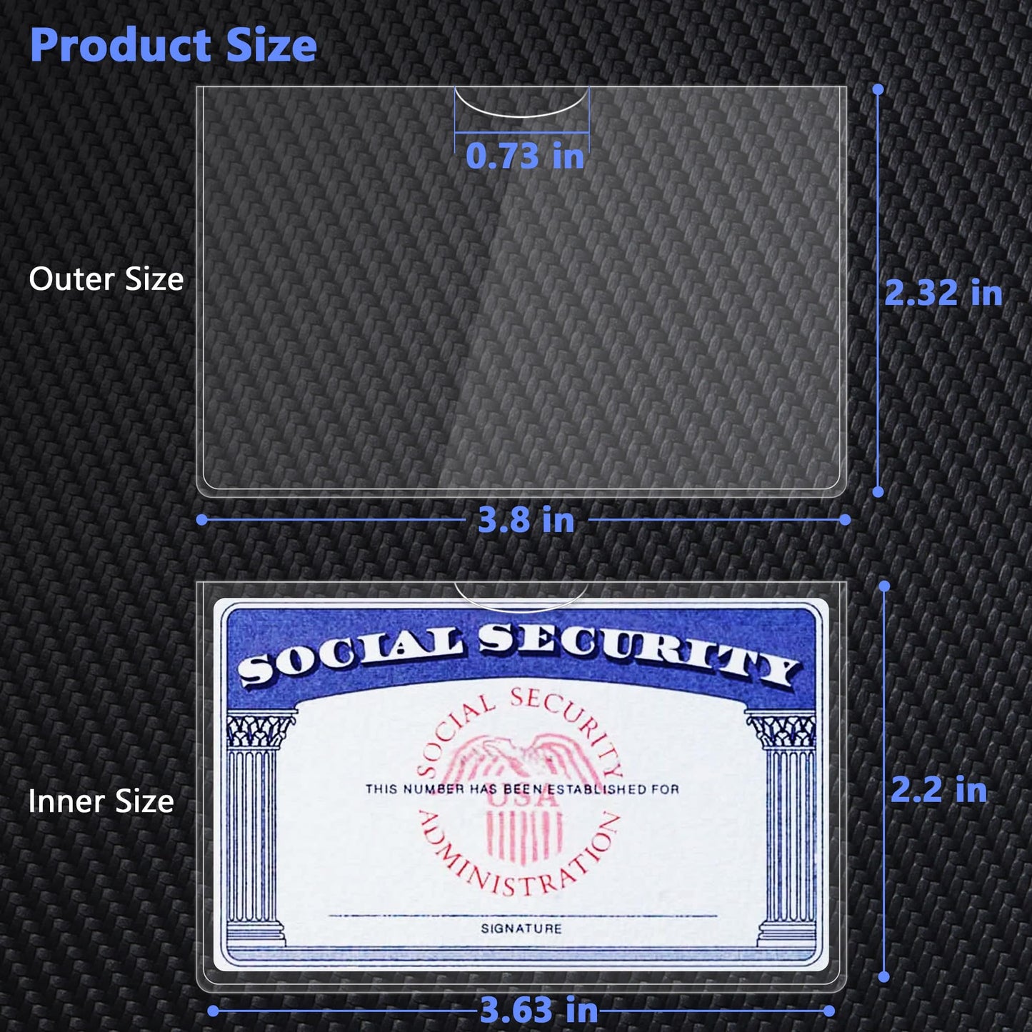 6 Pack Card Protector Social Security, Medicare, Credit & Driver's License Sleeve 3.8x2.32in