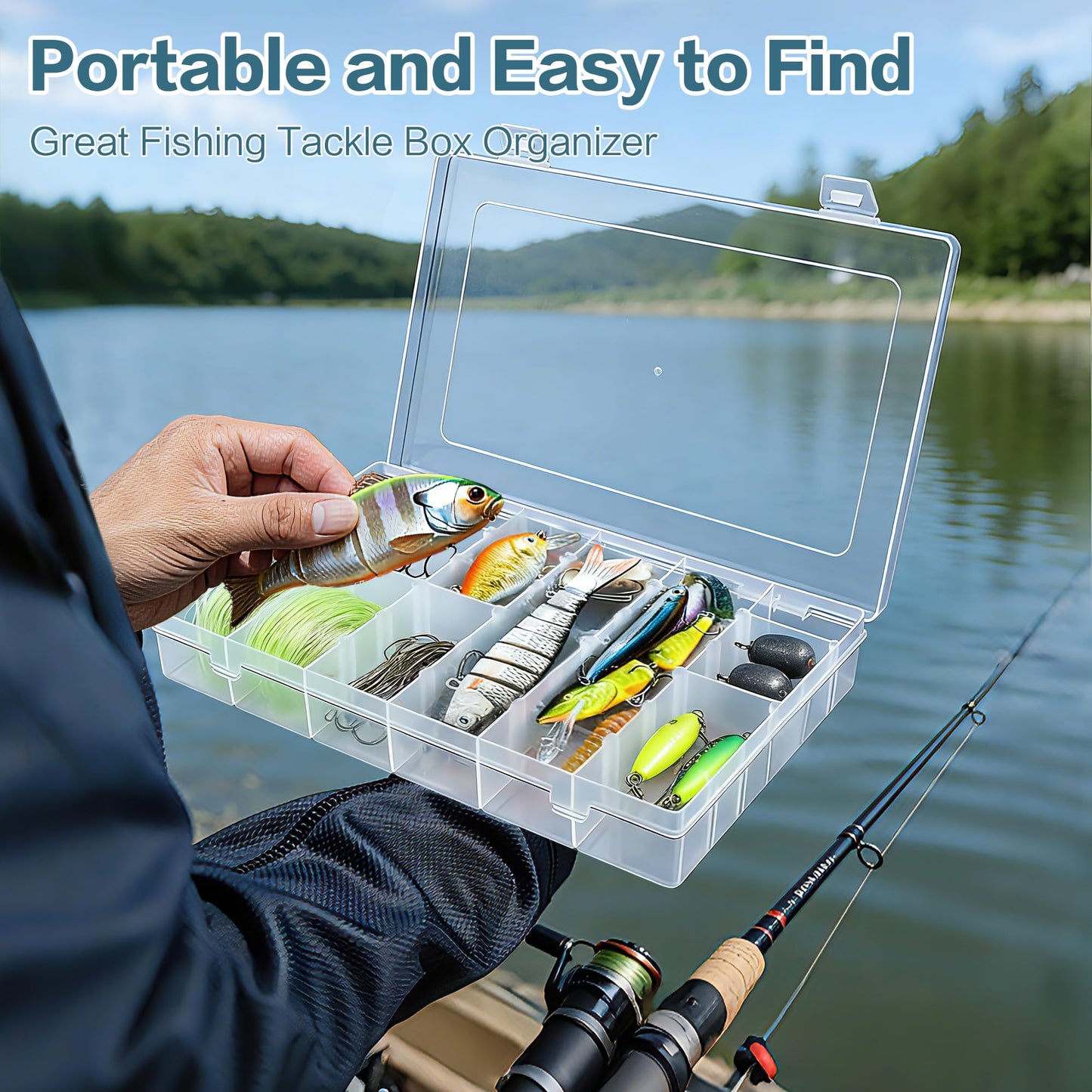 DILIBRA 5 Pack 36 Grids Large Plastic Organizer Box with Adjustable Dividers, Clear Craft Organizers Bead Organizers with Label Stickers, Compartment Container for Beads Crafts Jewelry Fishing Tackles