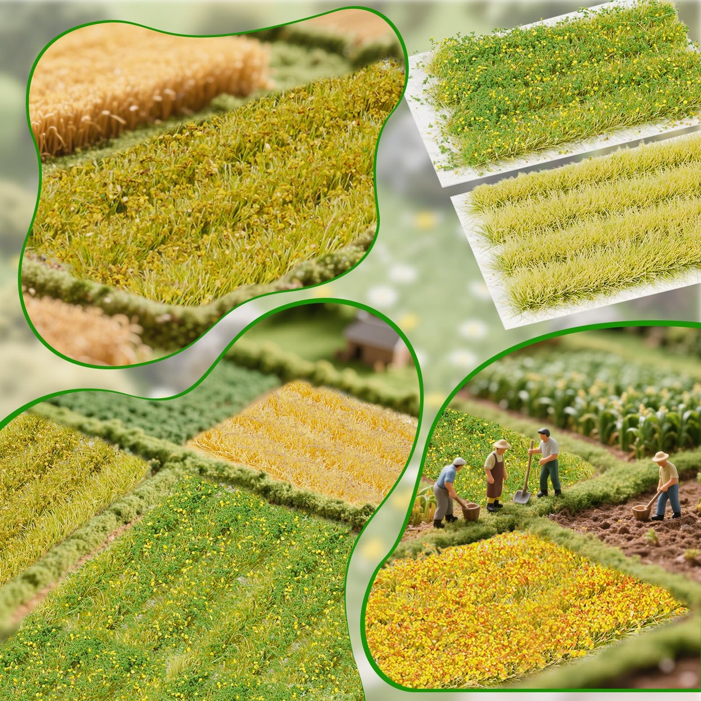 Warmtree 24 Pcs Static Grass Bushy Tufts Lowland Shrubs Model Kit Scenery Model DIY Miniature for Train Landscape Railroad Scenery Sand Military Layout Model War Gaming Terrain Diorama Supplies