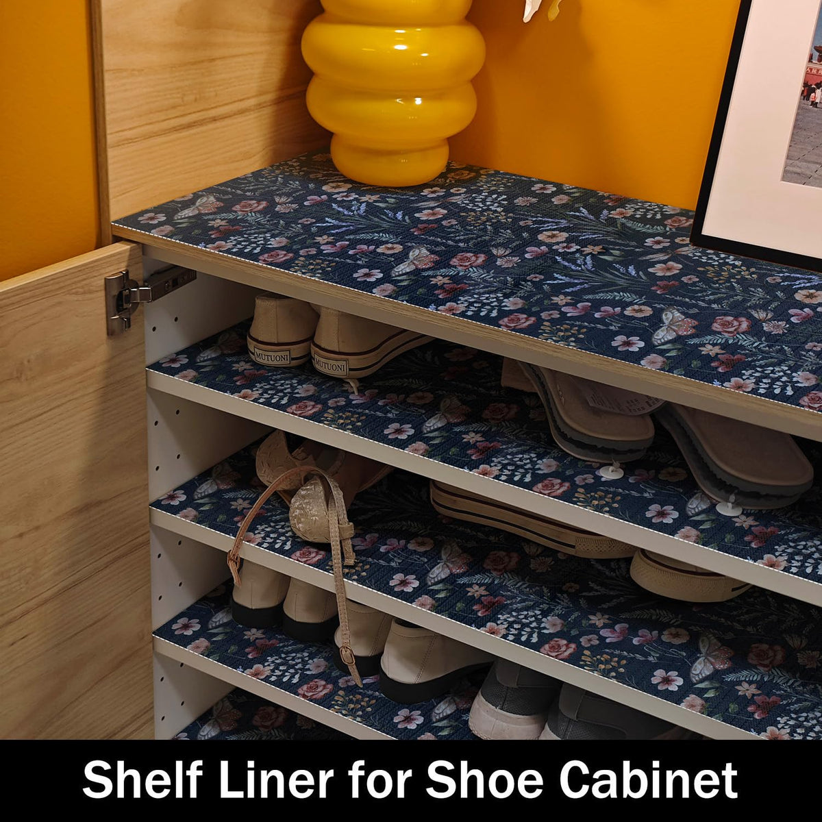 16IN x 10FT Dark Blue Butterfly Shelf Drawer Liner for Kitchen