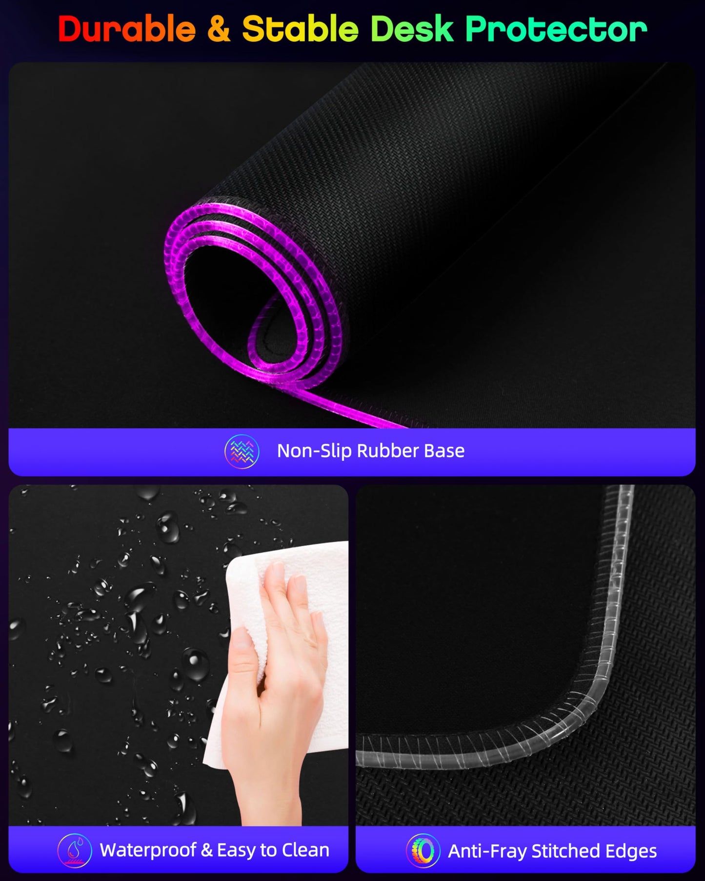 abc.mat 4-in-1 RGB Gaming Mouse Pad with Wireless Charging & Phone Stand, 31.5"x15.8" Large, 24 Light Effects, Non-Slip Base, Waterproof Ultra-Smooth Surface, with Adatper, No Adatper