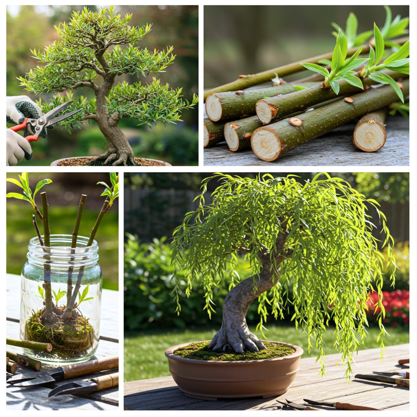 CZ Grain Bonsai Green Weeping Willow Tree Cutting - Thick Trunk Start, Dwarf Bonsai Material
