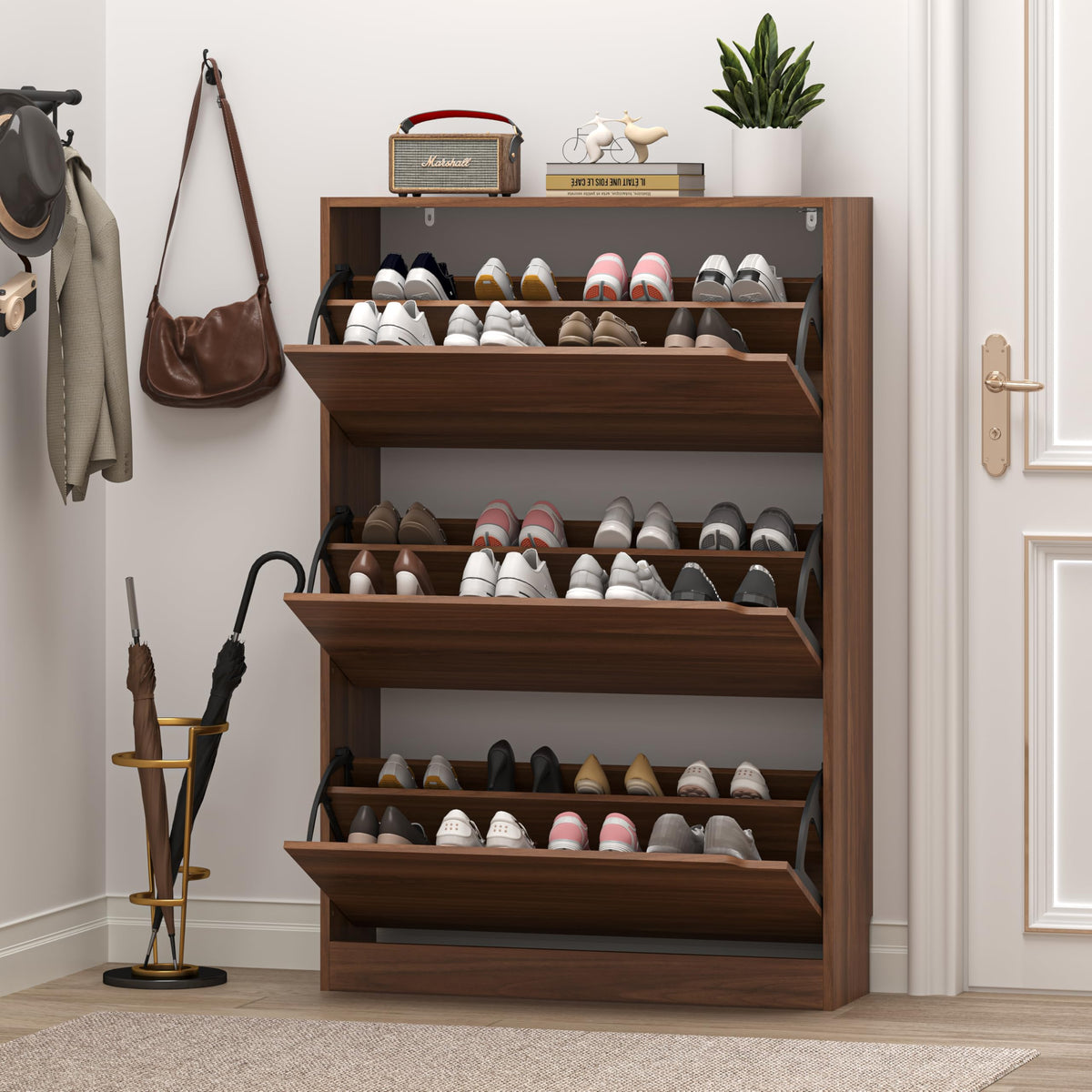 Shoe Cabinet with 3 Flip Drawers