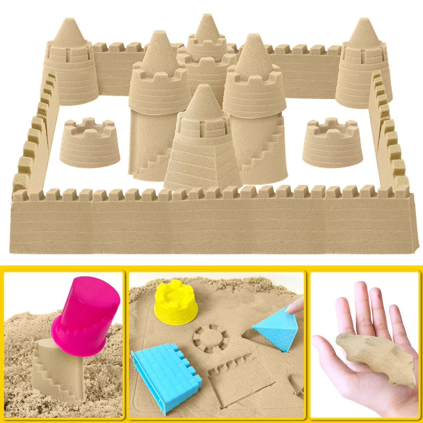 ESSENSON Construction Sensory Bin - Play Sand Kit with Toy Truck and 4lbs Magical Sand, Pretend Play Beach Sensory Toy Sandbox, Kids Gifts for Girls and Boys