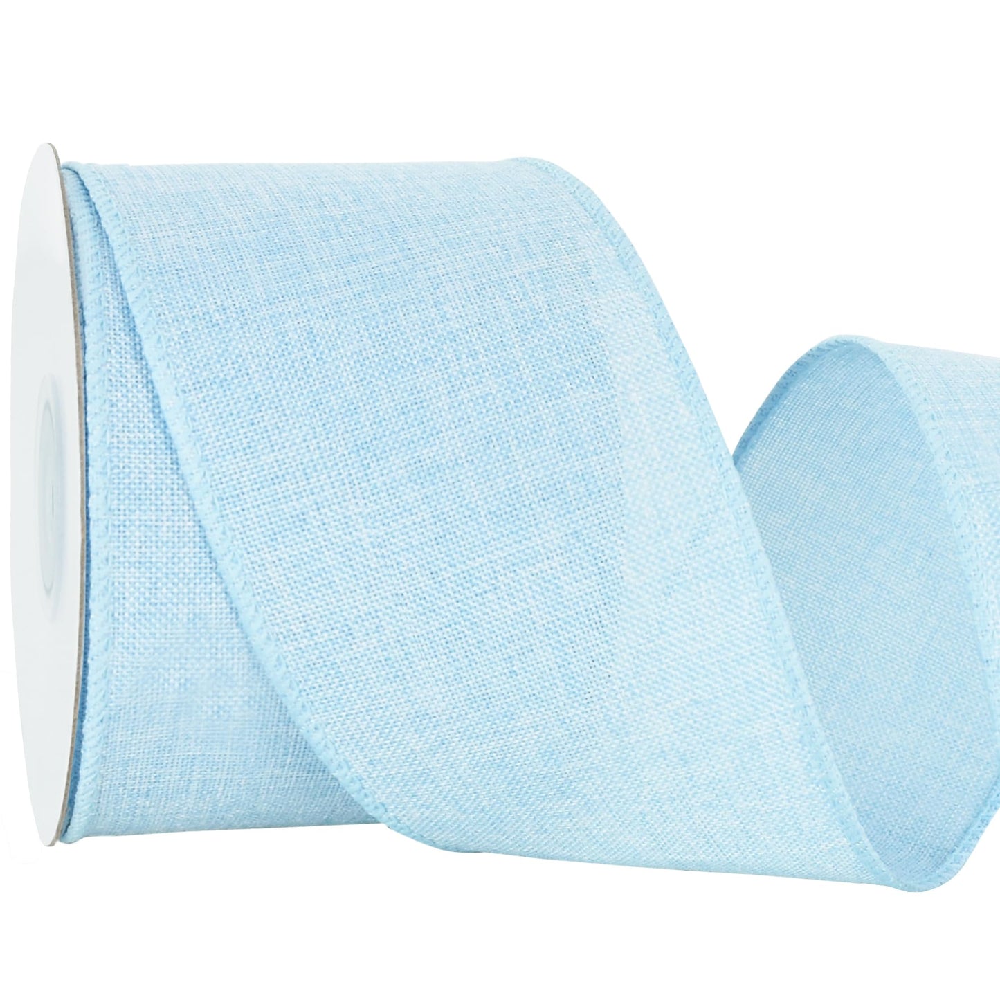 RIBBOOO Natural Burlap Wired Ribbon, 2.5 Inch 10 Yards Baby Blue Light Blue Fabric Ribbon for Spring Easter, Wreath Bows, Crafts, Gift Wrapping, Wedding, Christmas Easter Decoration