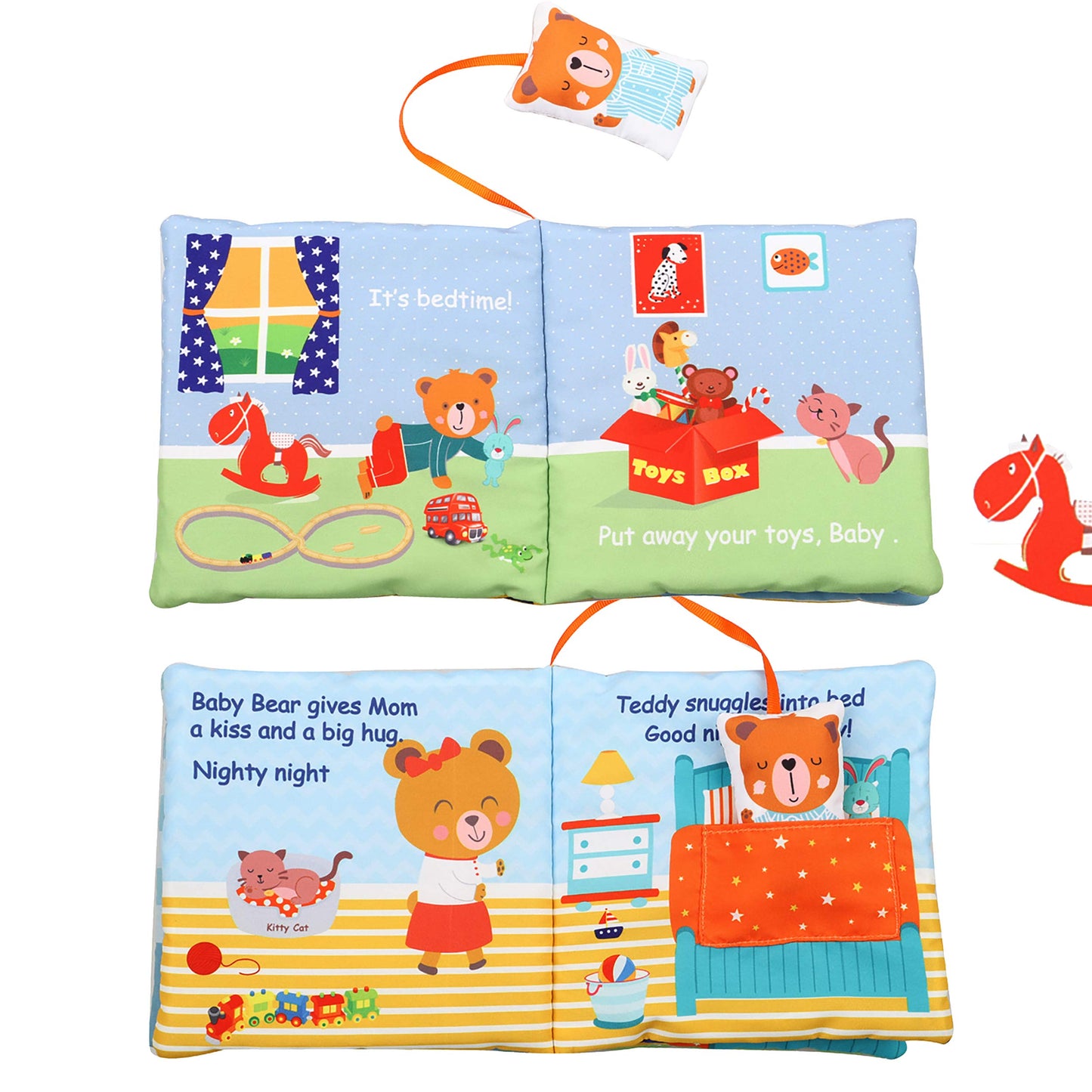 bebe mondo Teddy Bear Toy & Fish Baby Crinkle Books for Newborn Babies Infants 0-6, 6-12 & 12-18 Months, 1-2 Year Old