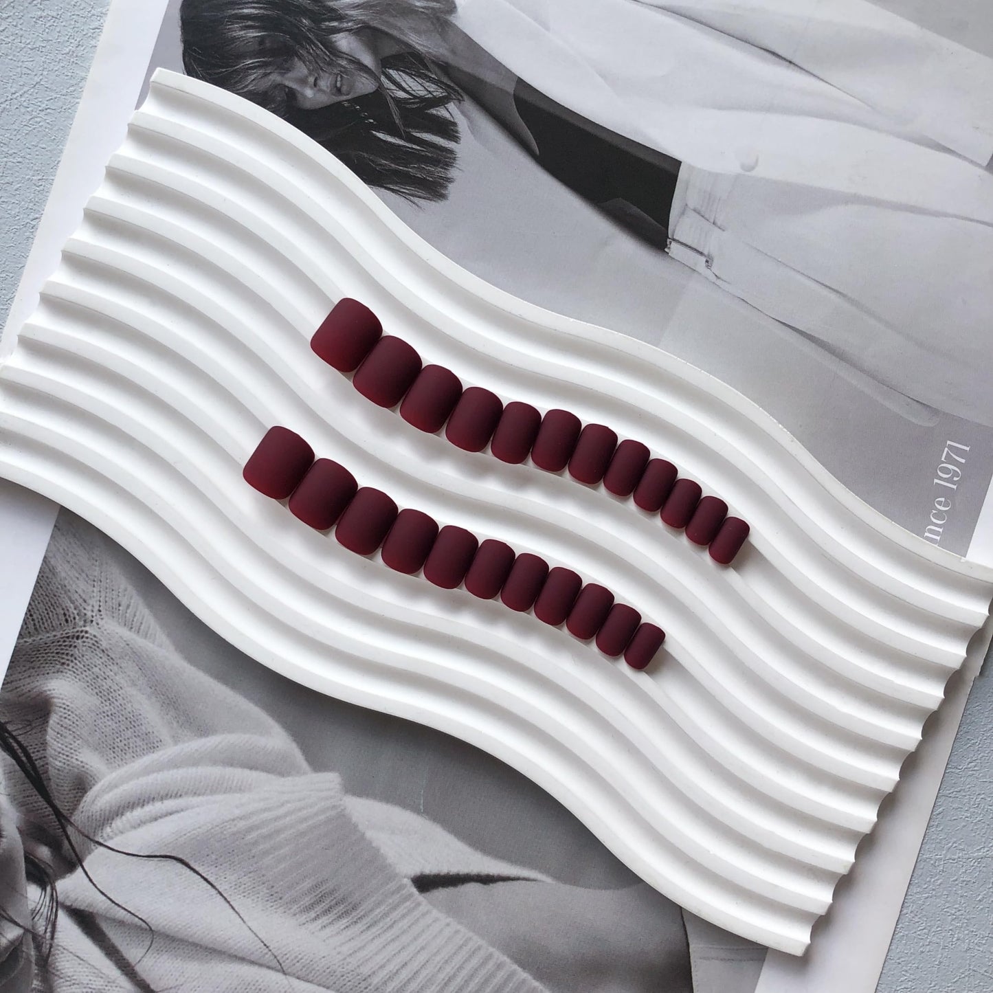 Matte Dark Red Press on Nails - Short Square, Glue on Nails - Soft Gel, Thick Reusable Solid Color Acrylic Nails - 24pcs